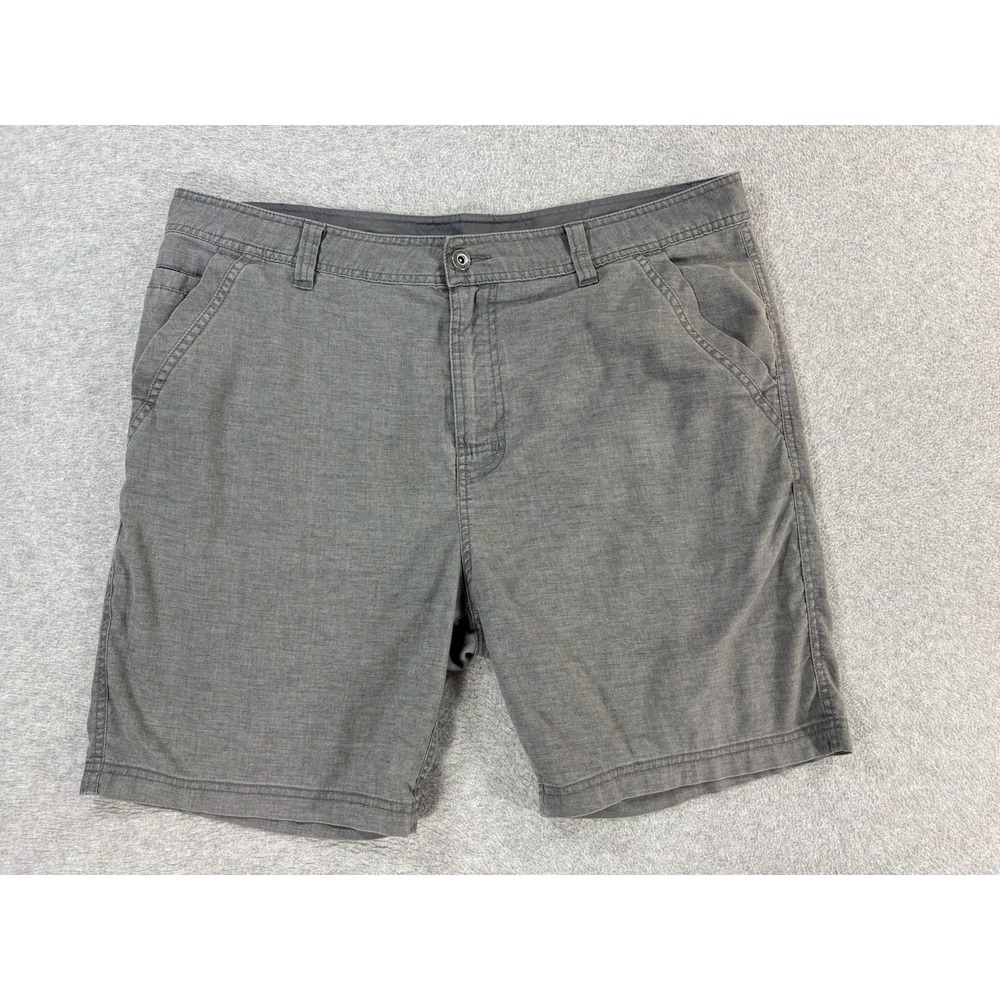 Prana Hemp Blend Flat Front Shorts (Men's 38) Gray - 8"